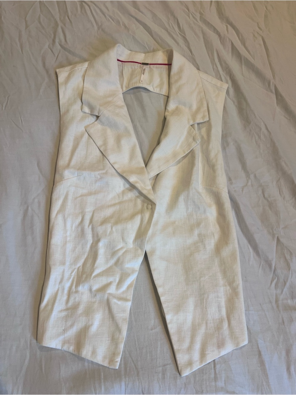 Free People Women's White Backless Sleeveless Vest Lightweight Tie Closure L